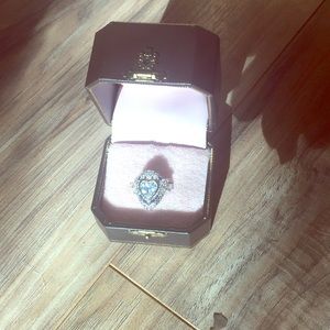 Vintage Regal Heart Crown Ring with Blue Sapphires